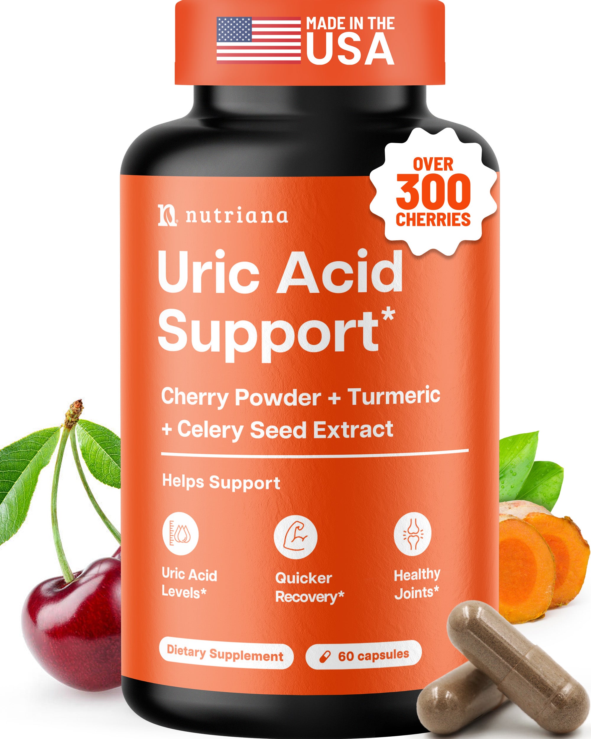 Uric Acid Cleanse Support Tart Cherry 2500mg with Turmeric and Celery Seed Extract