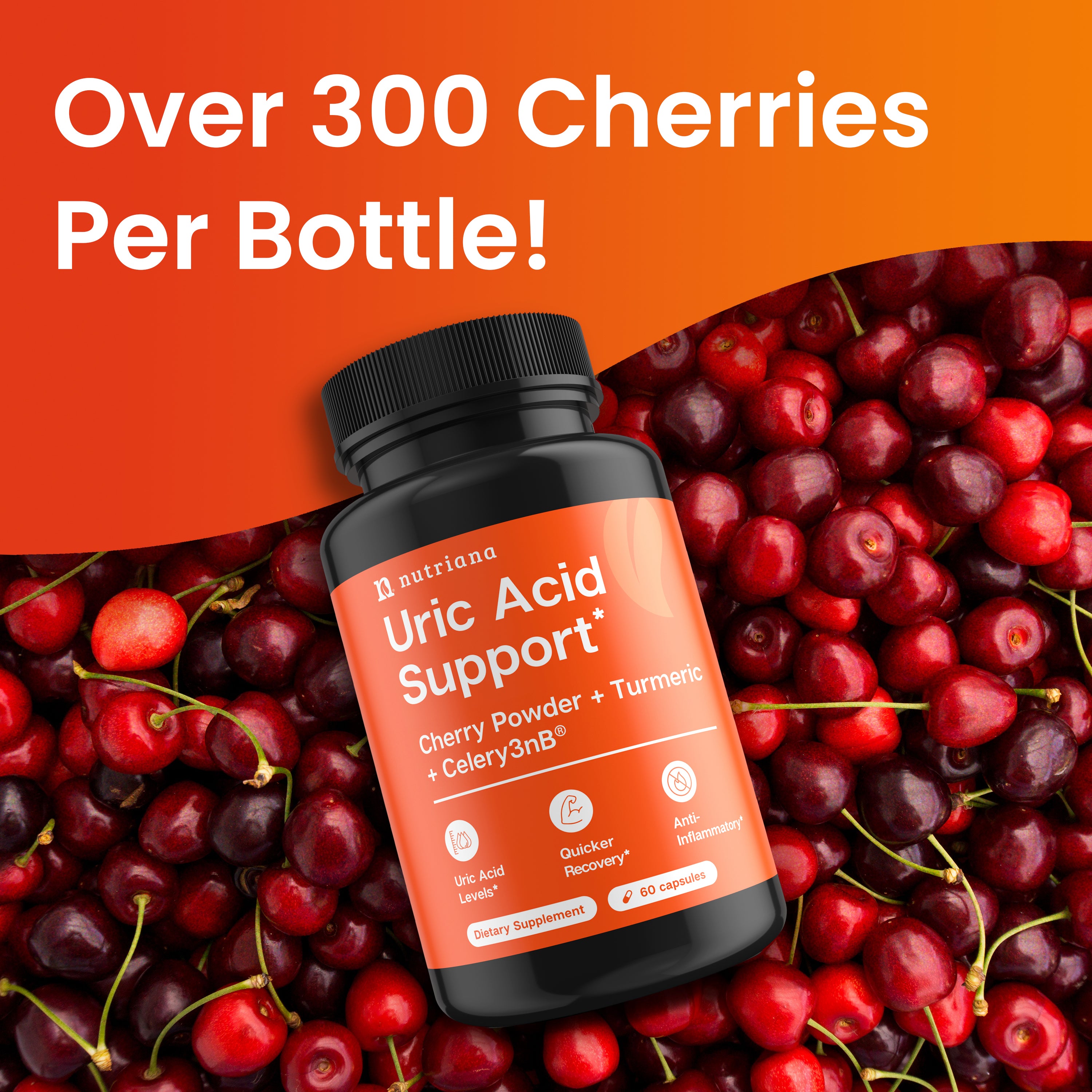 Uric Acid Cleanse Support Tart Cherry 2500mg with Turmeric and Celery Seed Extract