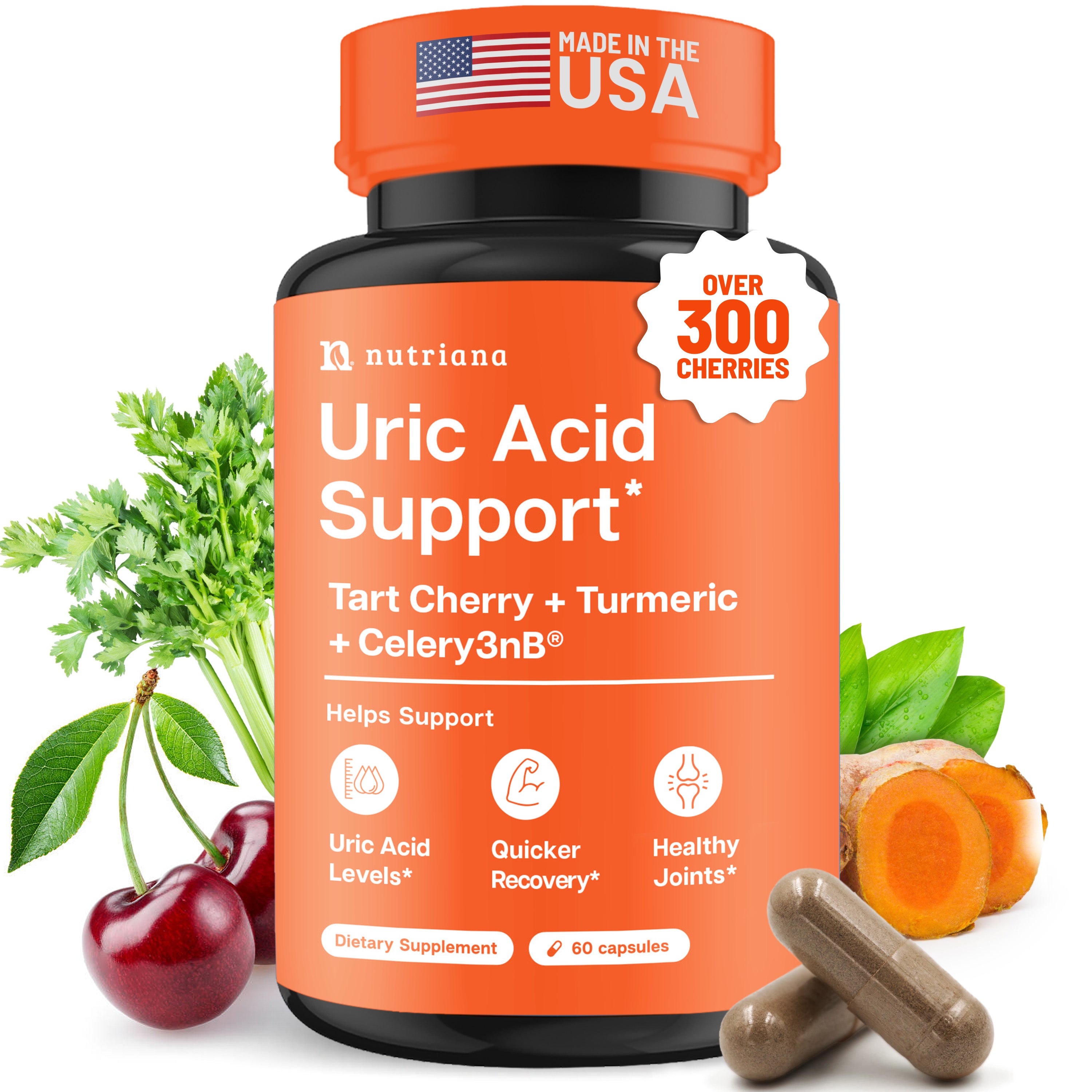 Uric Acid Cleanse Support Tart Cherry 2500mg with Turmeric and Celery Seed Extract
