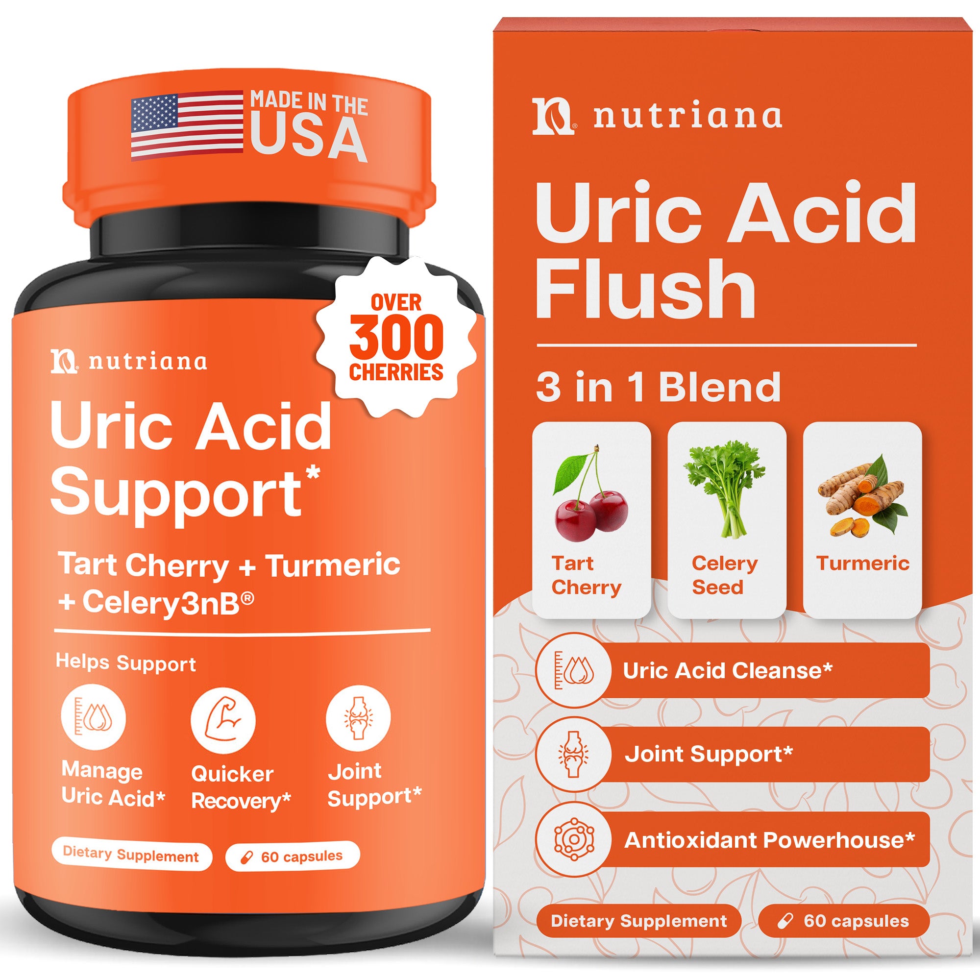 Uric Acid Cleanse Support Tart Cherry 2500mg with Turmeric and Celery Seed Extract